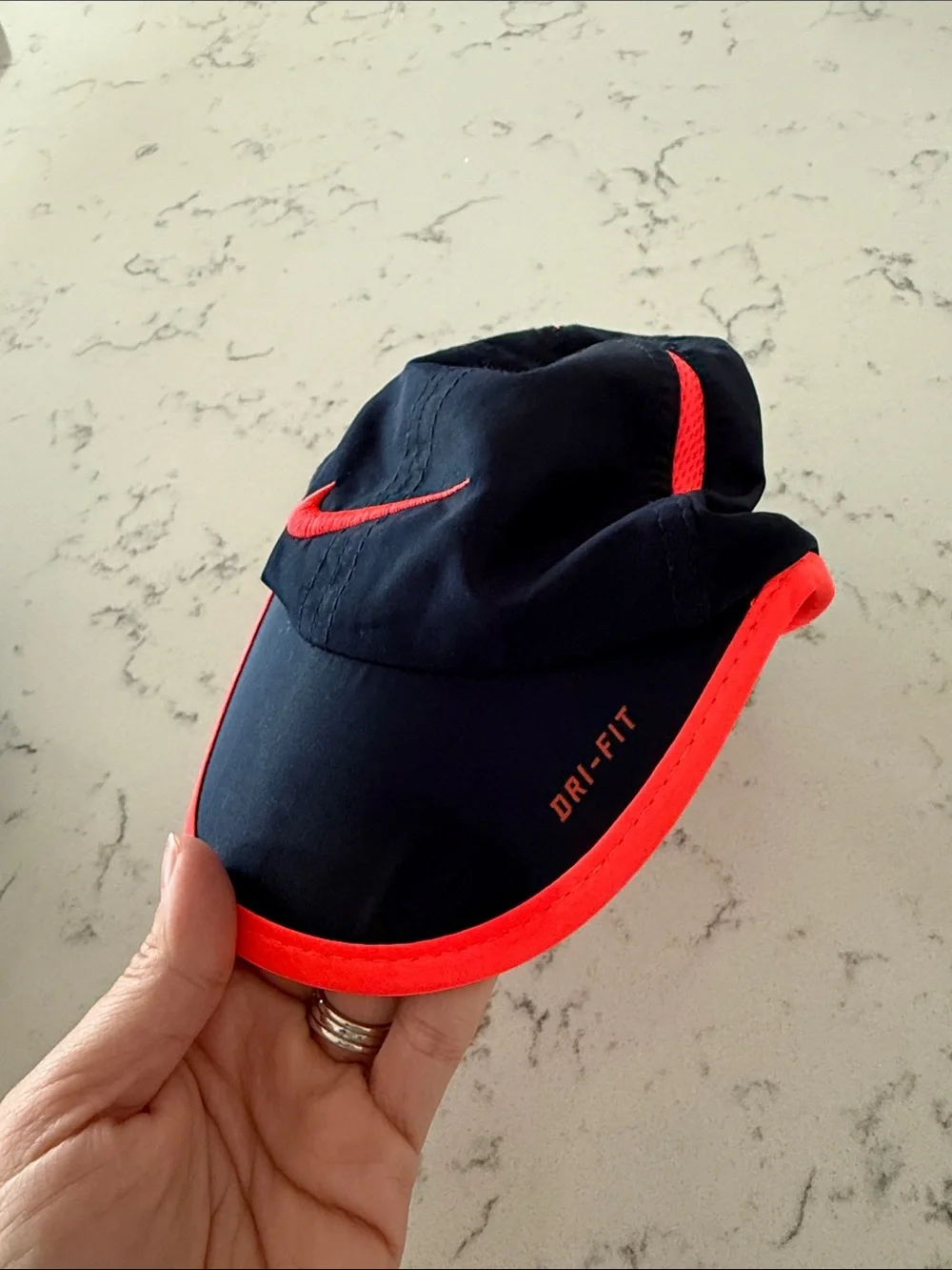 Nike Toddler Hat Dri-Fit Navy and pink Swoosh toddler size adjustable Velcro